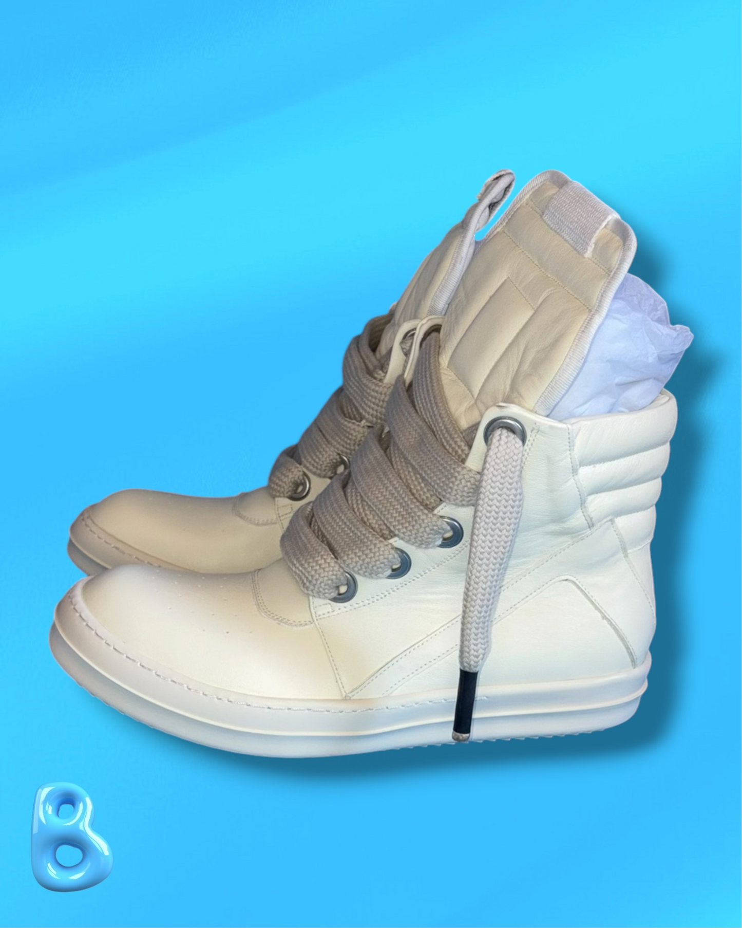 Rick Owens Geobaskets Jumbo Lace White