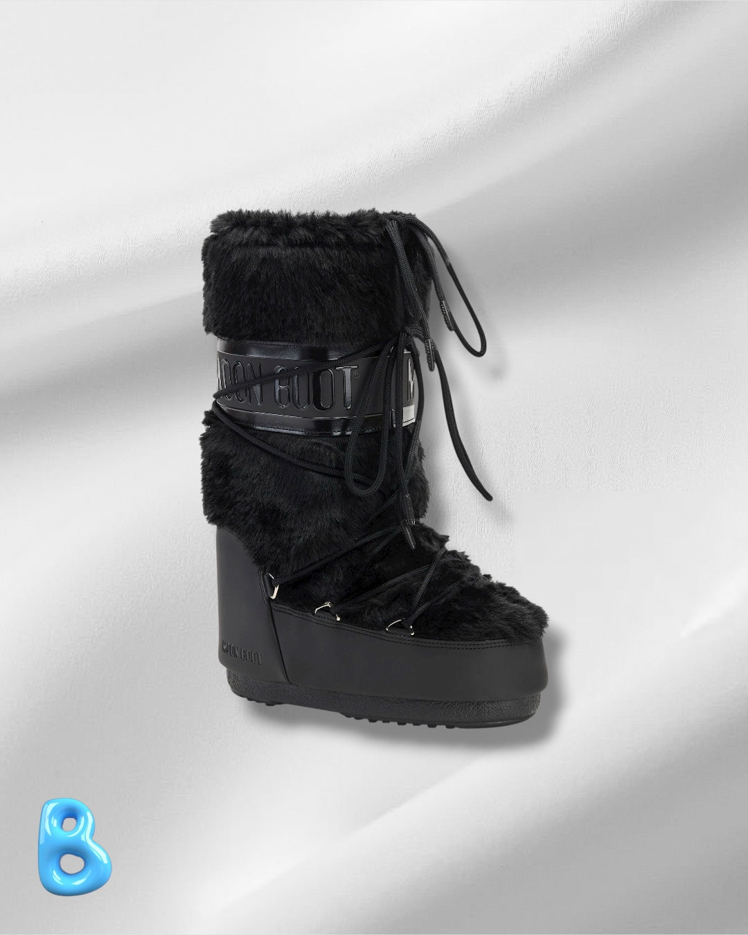 Moon Boot Icon Faux Fur Black