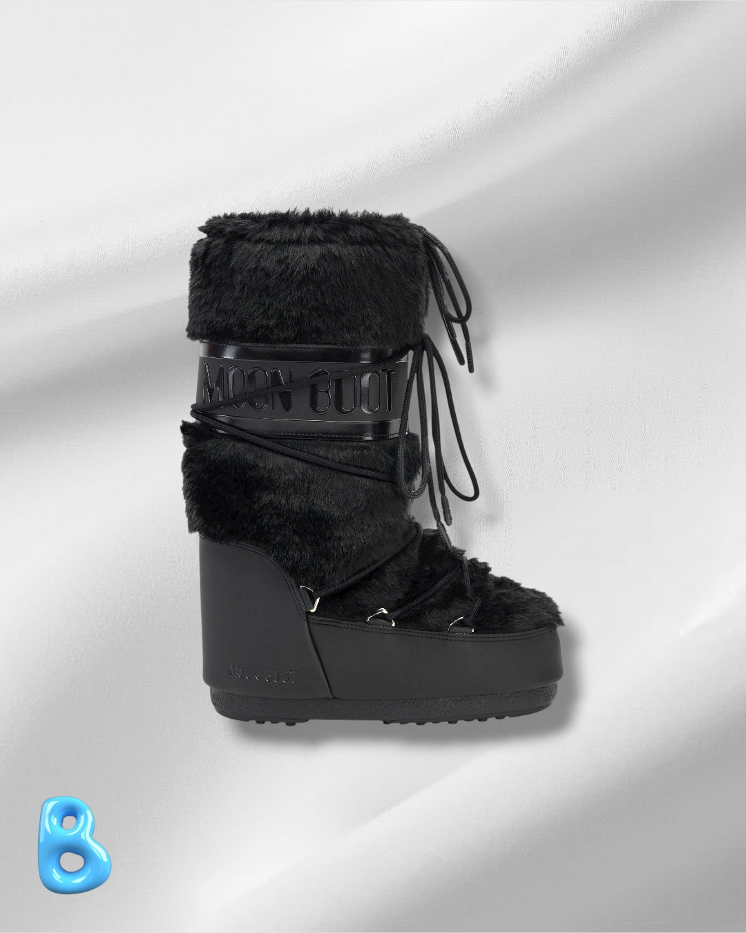 Moon Boot Icon Faux Fur Black