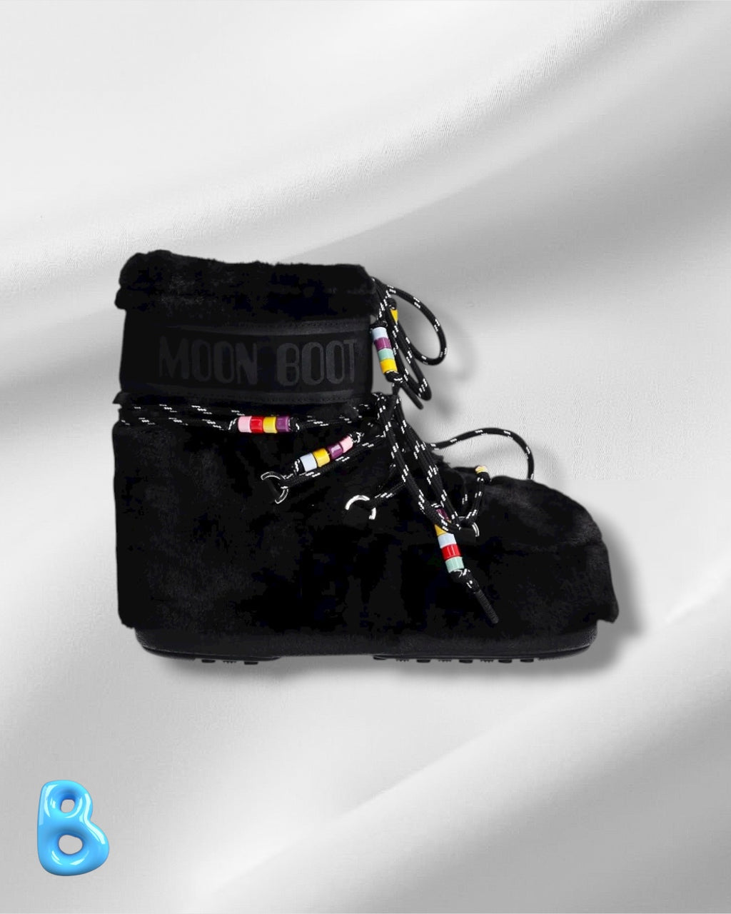 Moon Boot Icon Low Faux Fur Beads Black