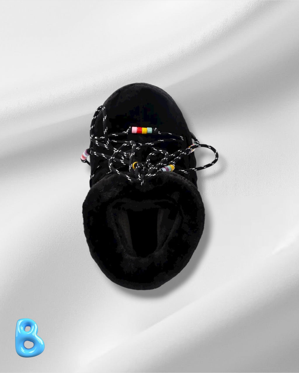 Moon Boot Icon Low Faux Fur Beads Black