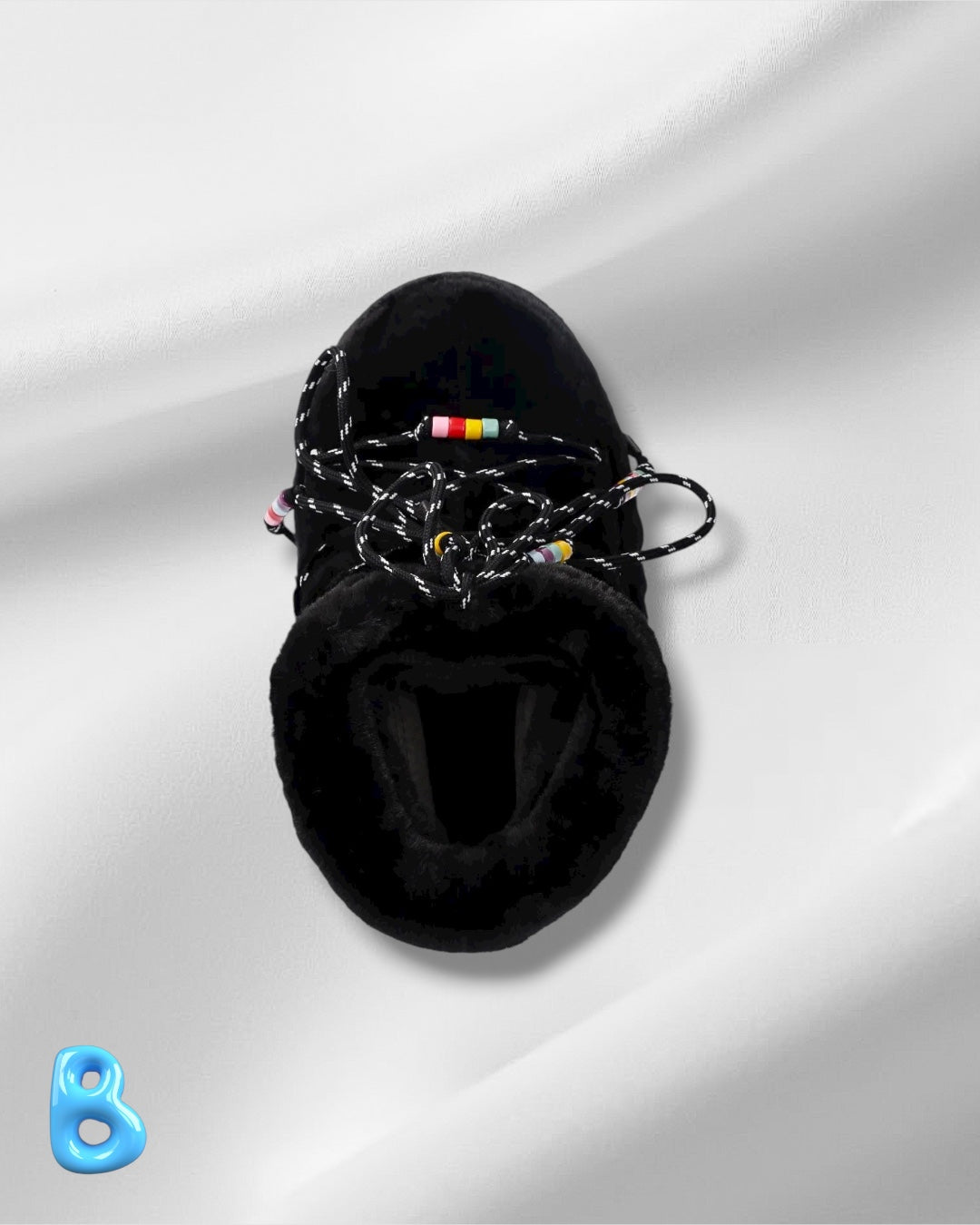 Moon Boot Icon Low Faux Fur Beads Black