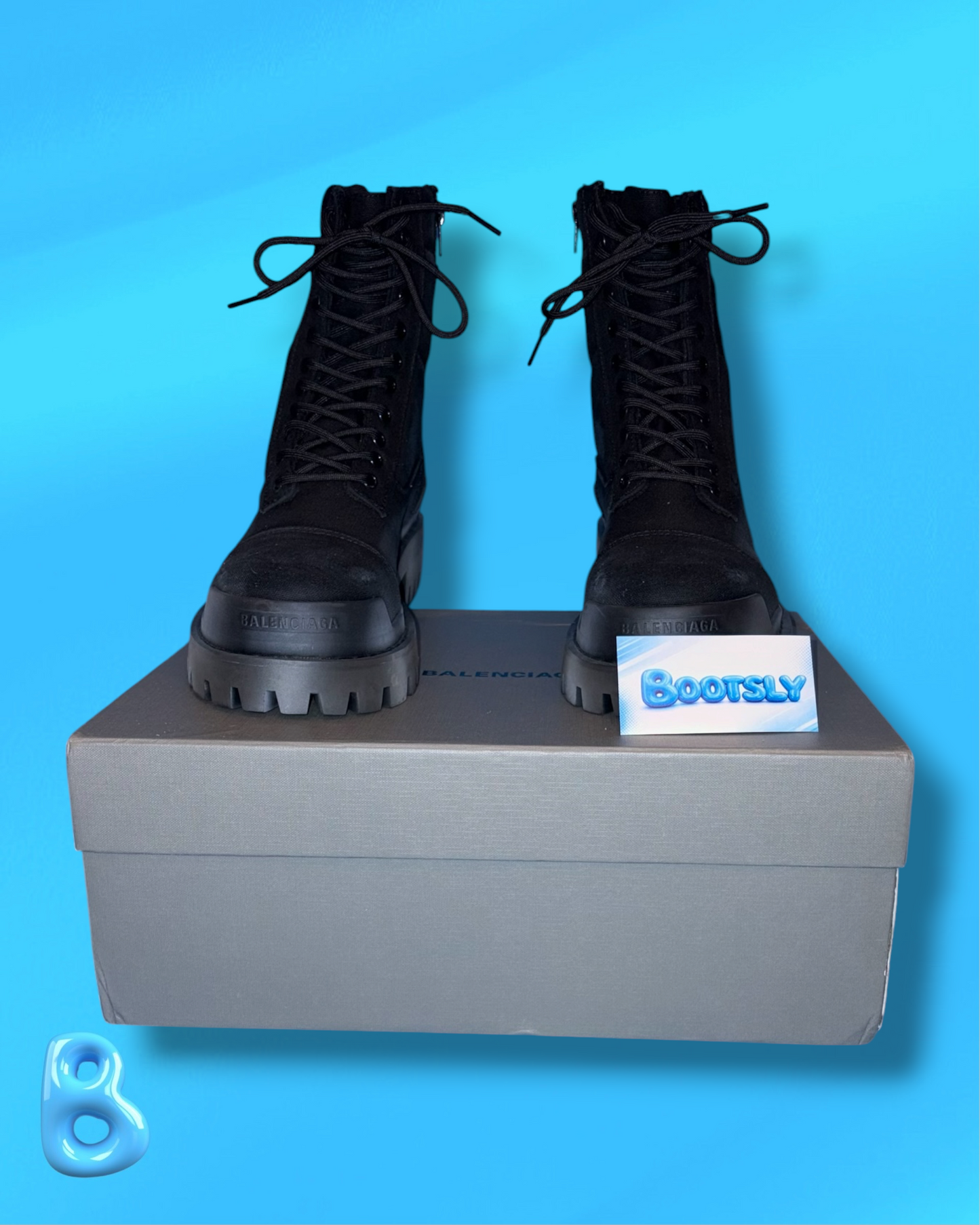 Balenciaga Combat Strike Boot Black Canvas