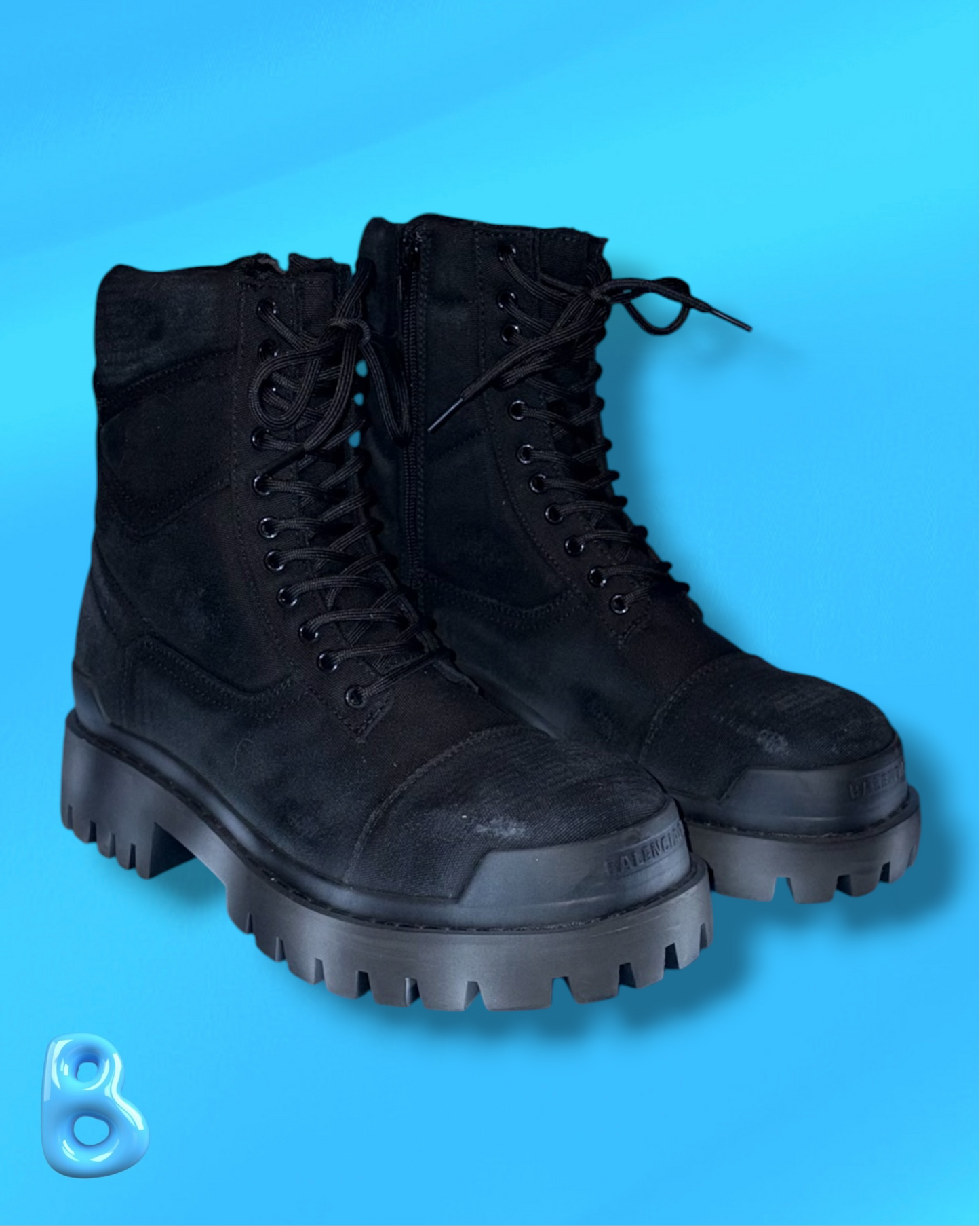 Balenciaga Combat Strike Boot Black Canvas