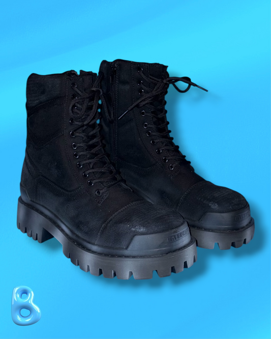 Balenciaga Combat Strike Boot Black Canvas