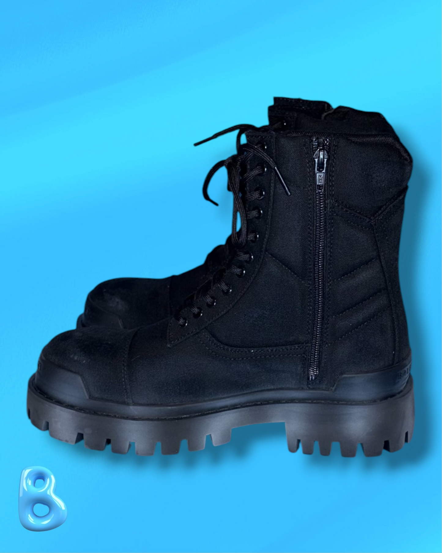 Balenciaga Combat Strike Boot Black Canvas
