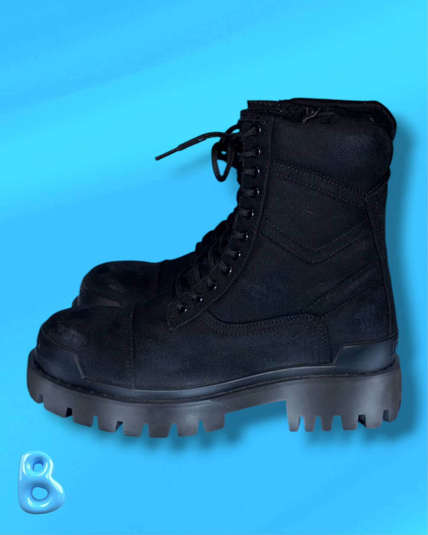 Balenciaga Combat Strike Boot Black Canvas