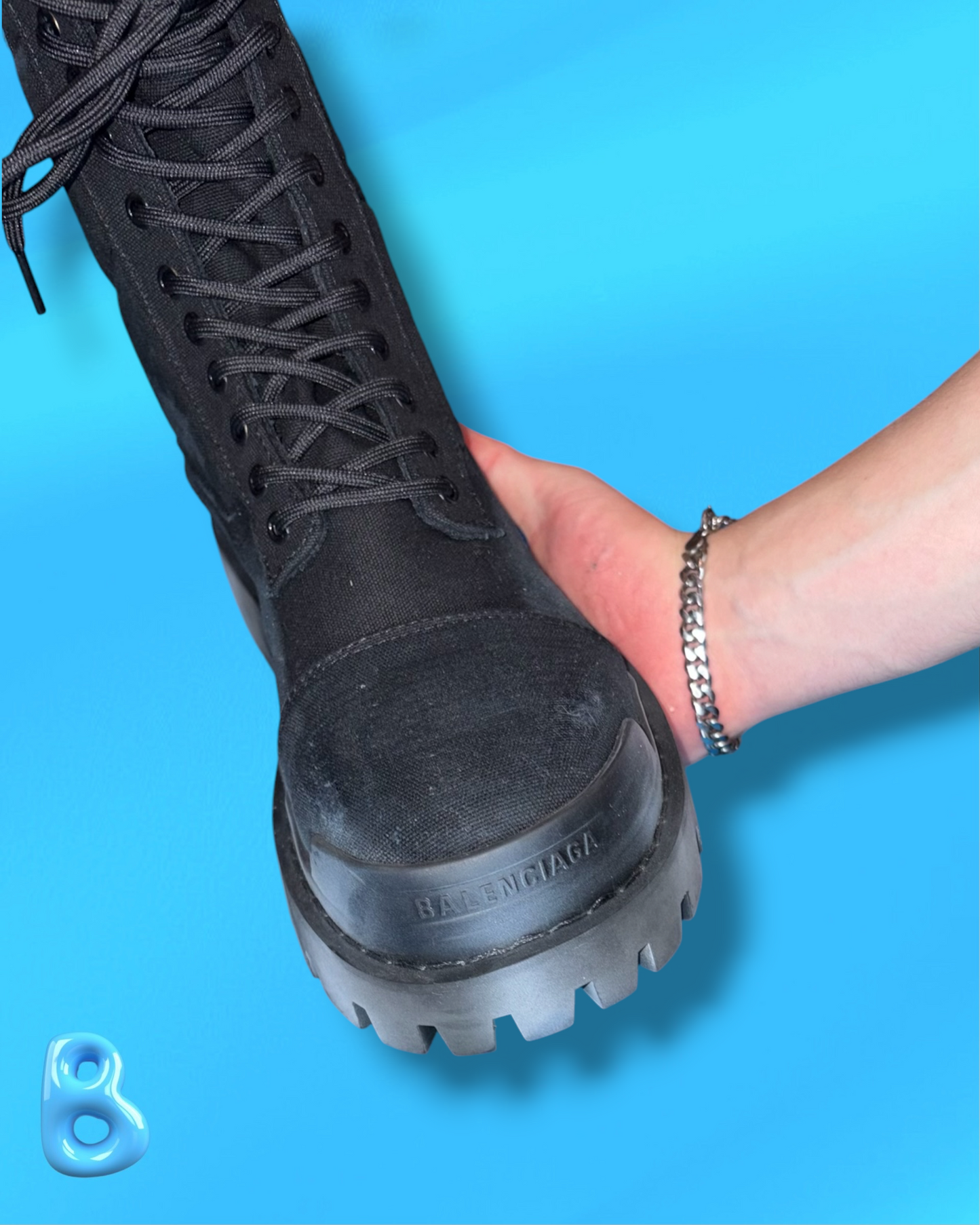 Balenciaga Combat Strike Boot Black Canvas