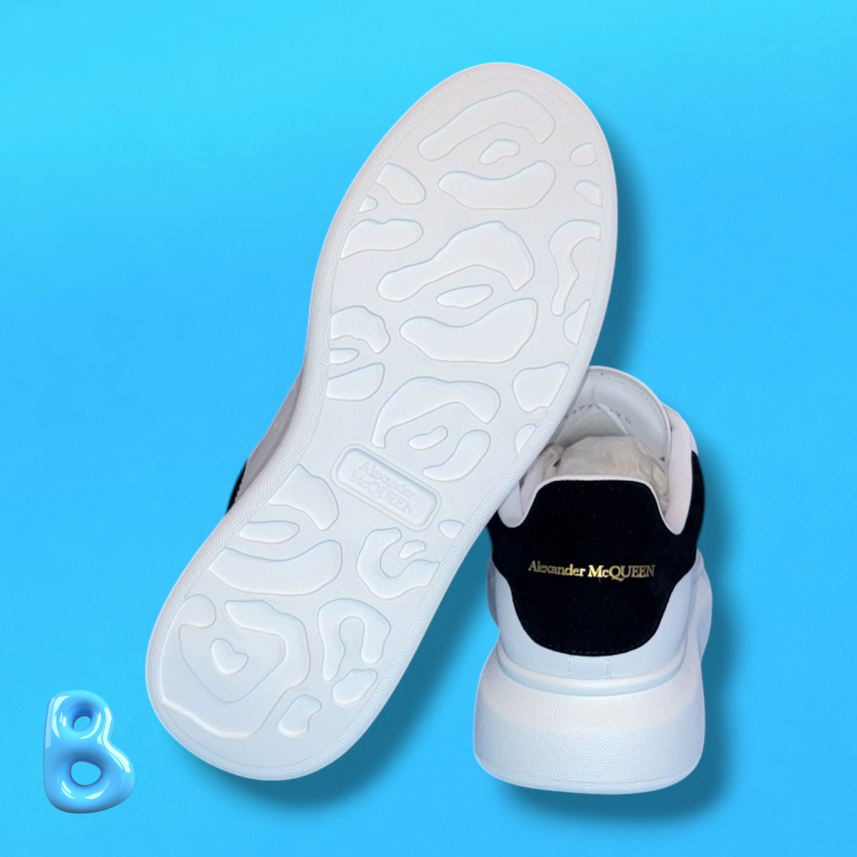 McQueen White Black Velvet