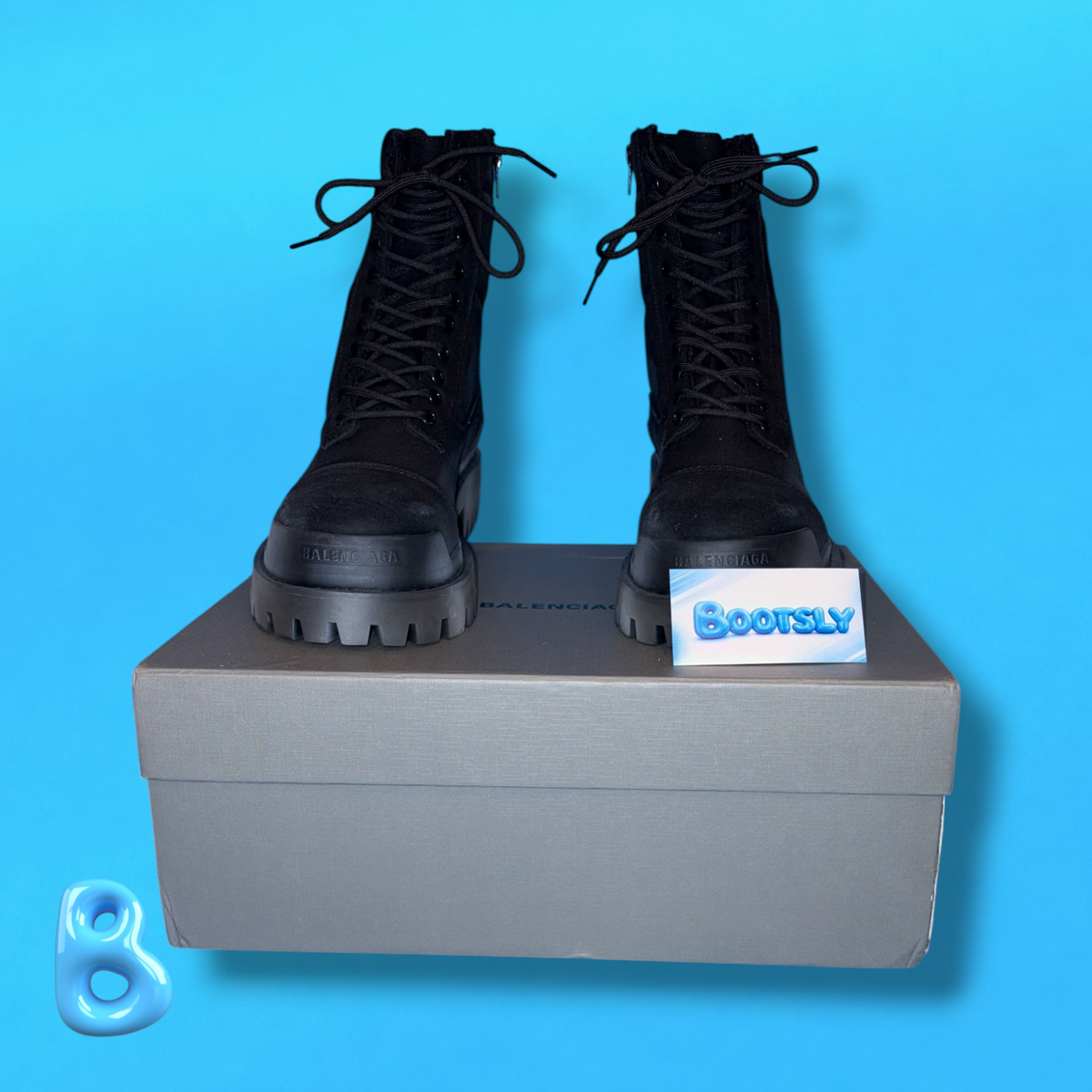 Balenciaga Combat Strike Boot Black Canvas