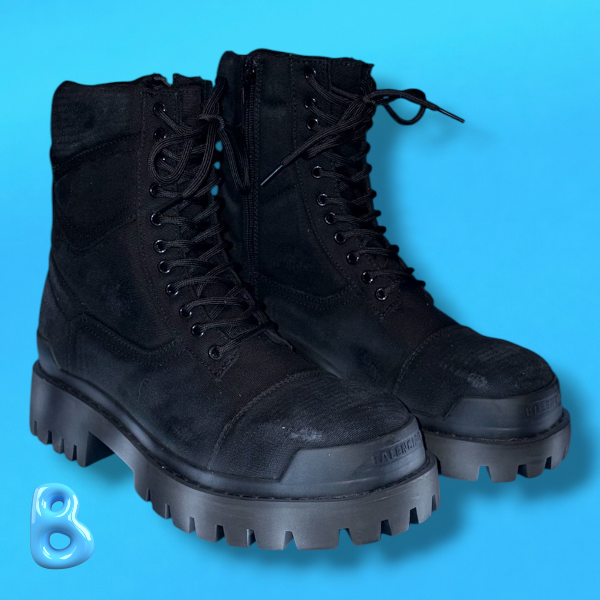 Balenciaga Combat Strike Boot Black Canvas