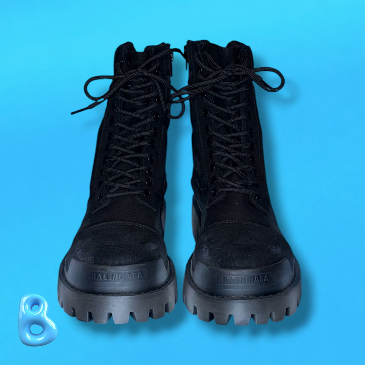Balenciaga Combat Strike Boot Black Canvas