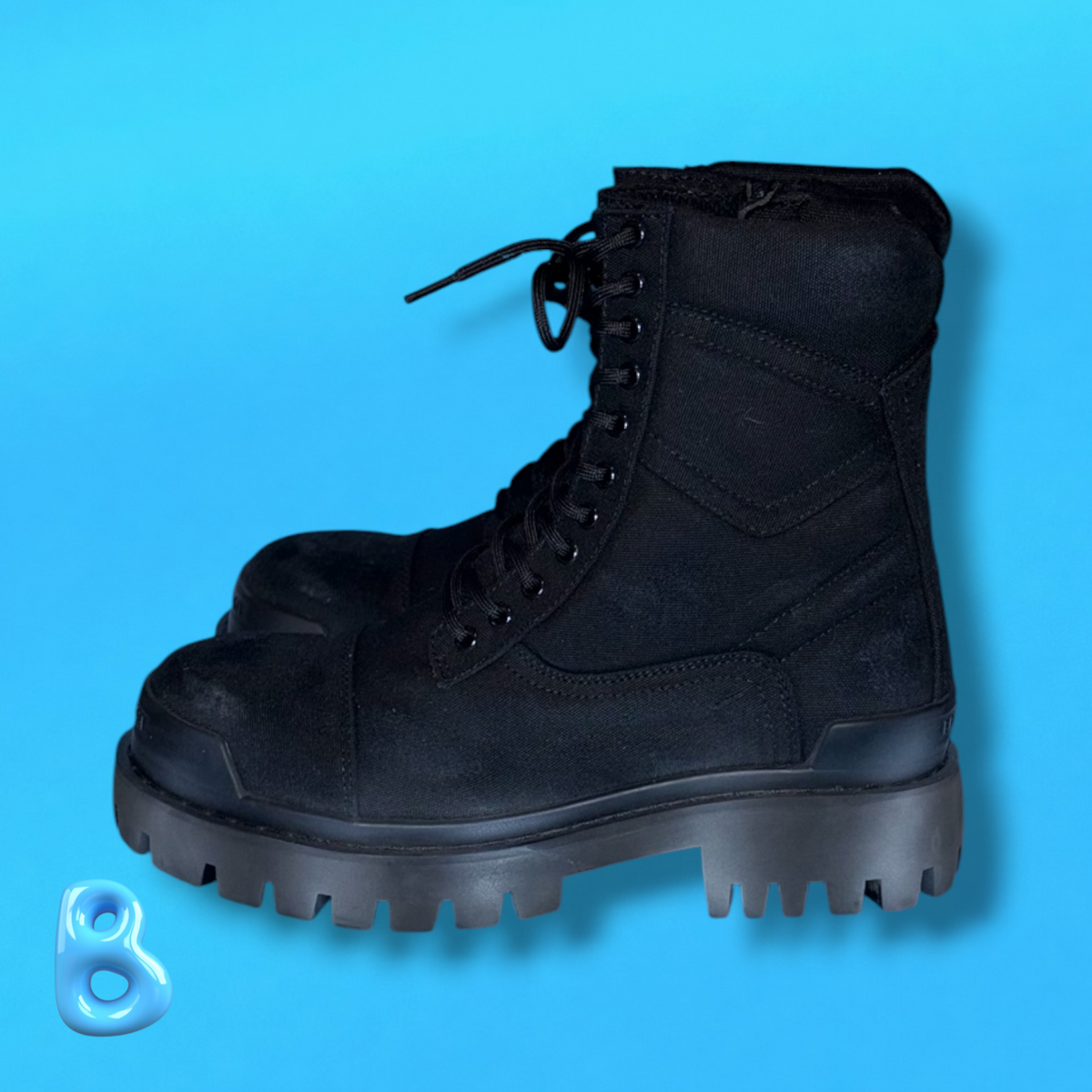 Balenciaga Combat Strike Boot Black Canvas