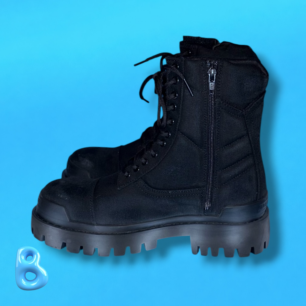 Balenciaga Combat Strike Boot Black Canvas
