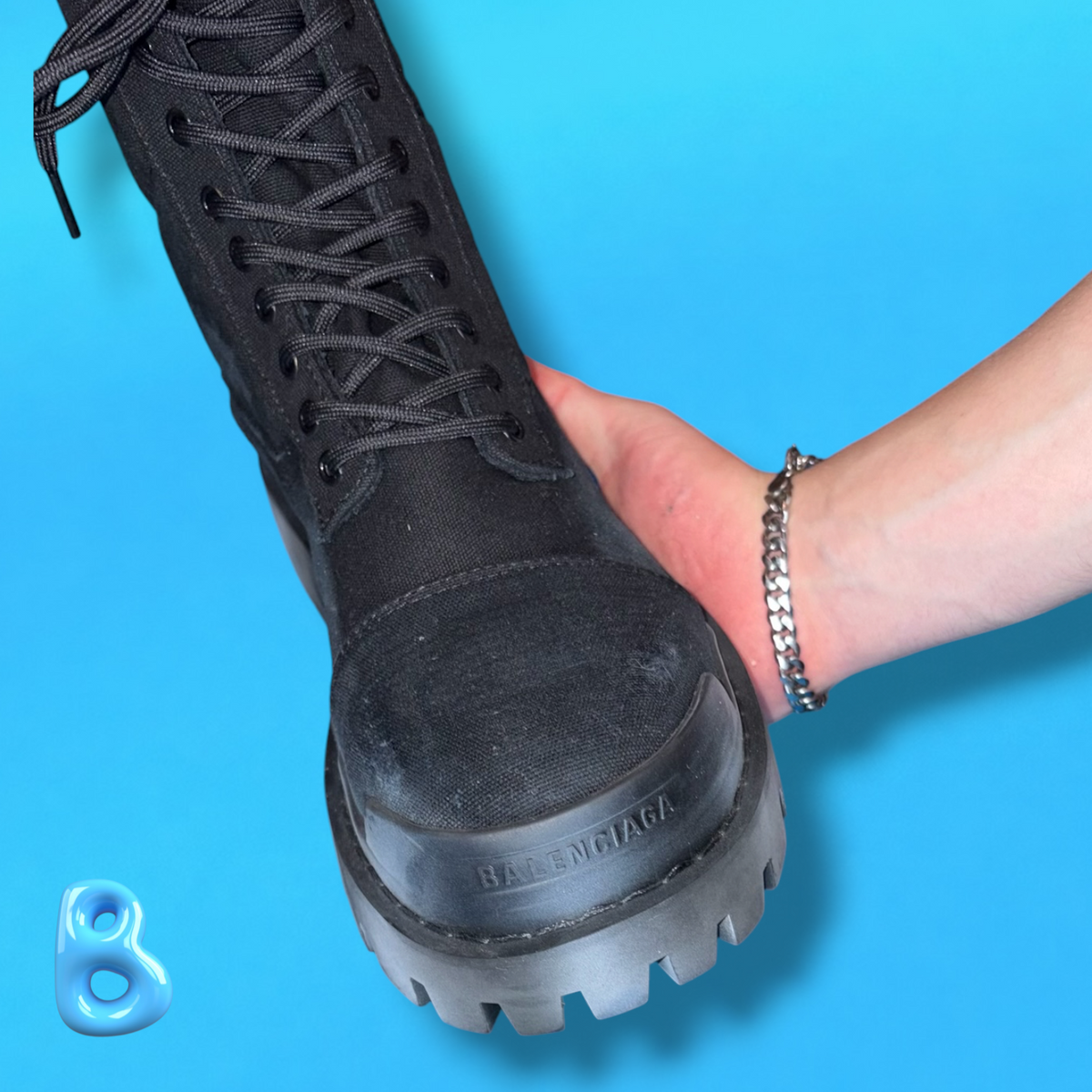 Balenciaga Combat Strike Boot Black Canvas