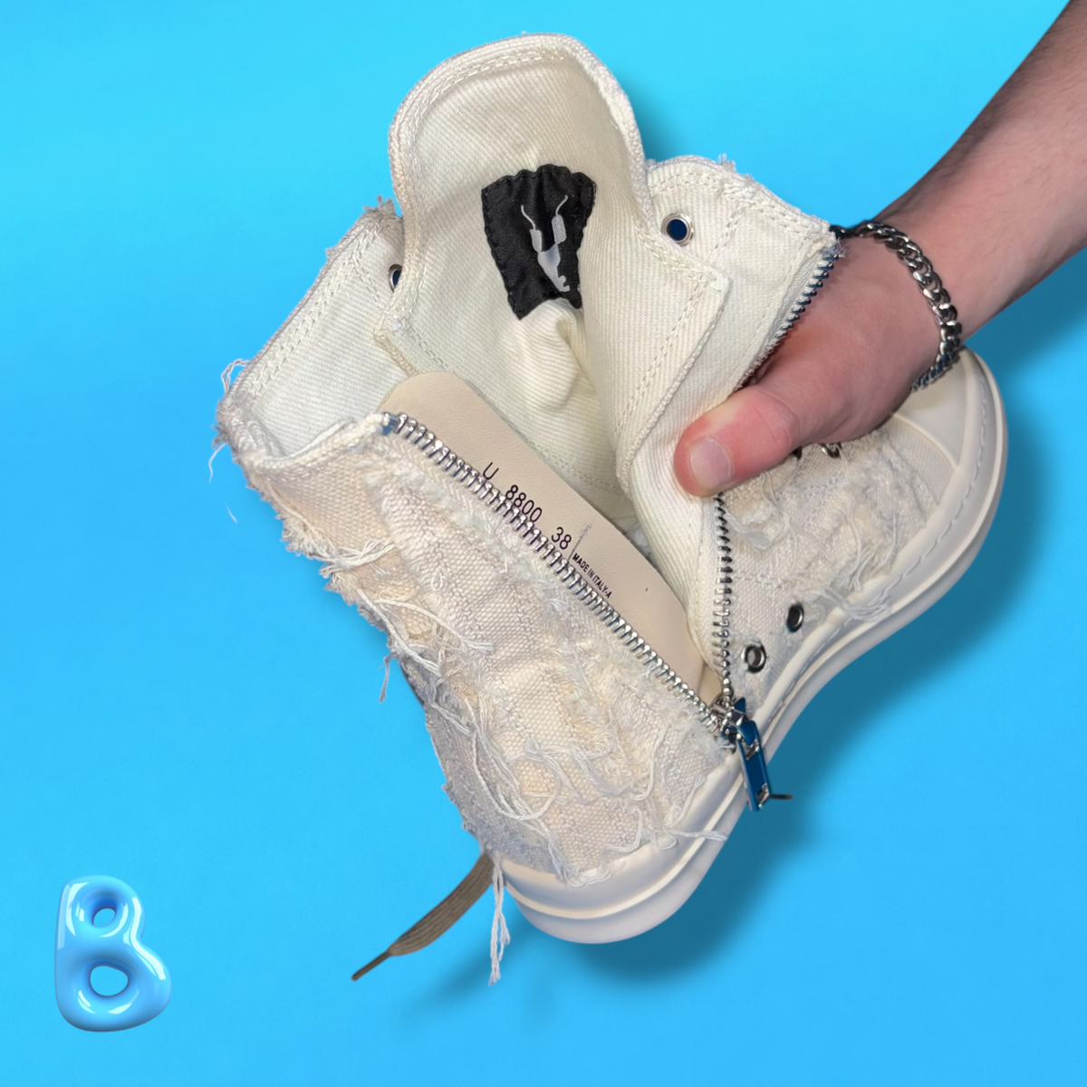 Rick Owens Slashed White